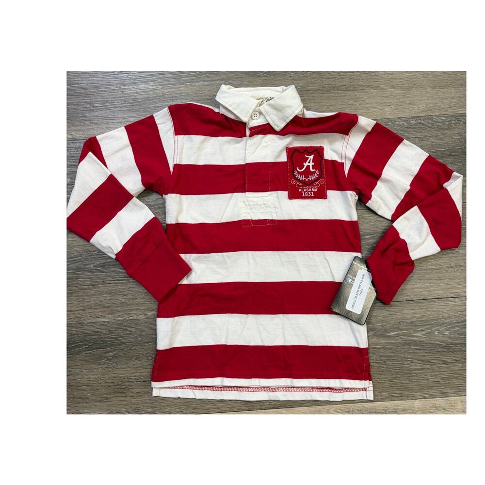 Alabama Crimson Tide Wes & Willy Youth L/S Rugby Polo Shirt - Crimson, Size 5